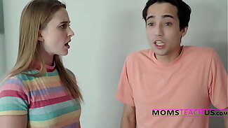 StepMom Saves StepSon From His Nympho StepSis To Combine Them